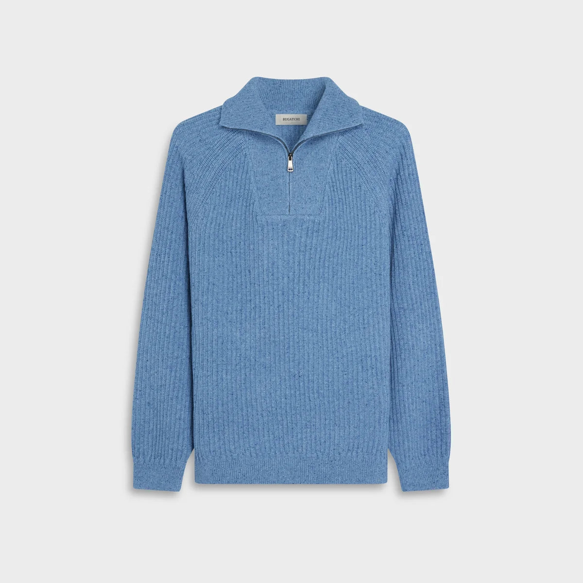 Bugatchi - Rib-Knit Quarter-Zip Sweater in Air Blue