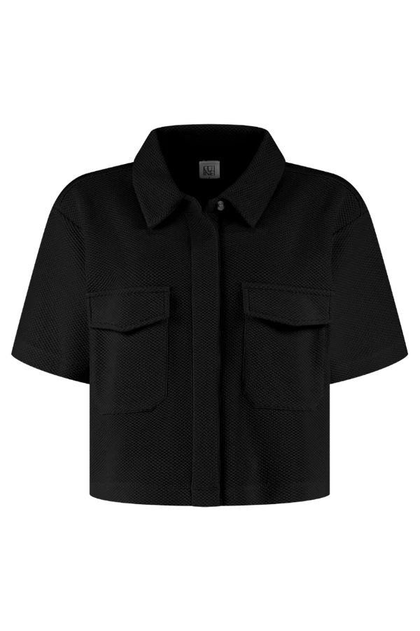 Lune - Moon Short Sleeve Blouse in Black