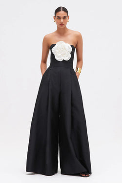 PatBo - Taffeta Bloom Jumpsuit in Black