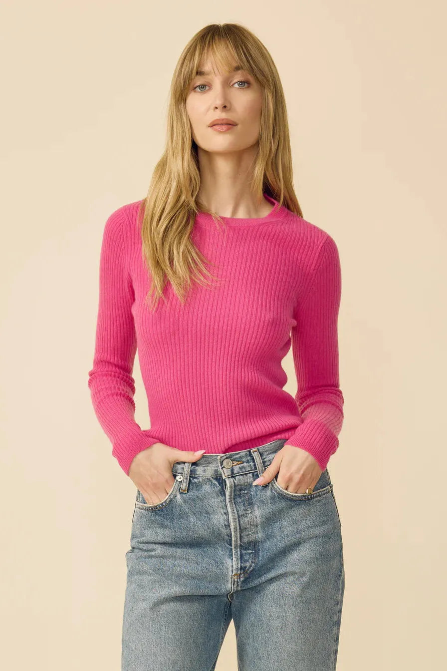 One Grey Day - Piper Cashmere Pullover in Bright Rose