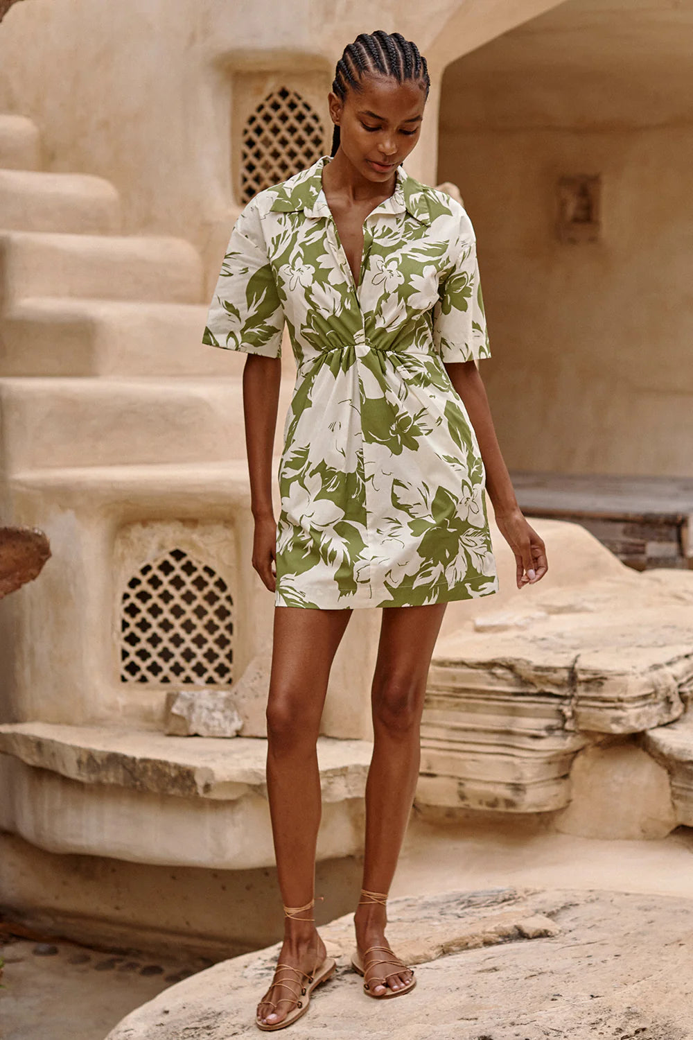 Misa Los Angeles - Rahab Dress in Green Goddess Poplin