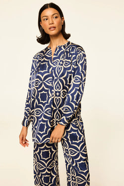 Misa Los Angeles - Teodora Top in Blue Mosaic Tile