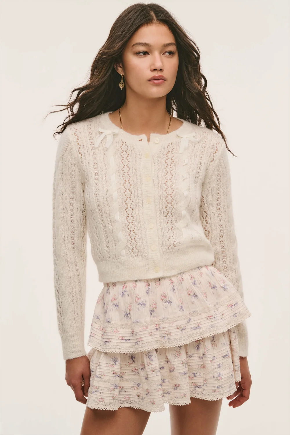 LoveShackFancy - Dione Cardigan in Snow Cloud