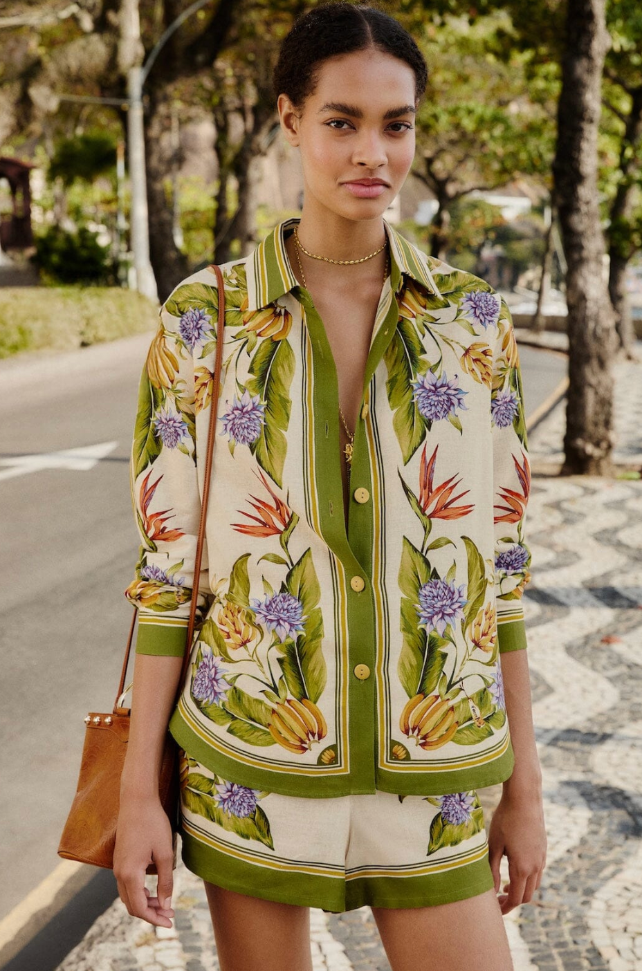 FARM Rio - Tropical Scarf Shirt in Sand