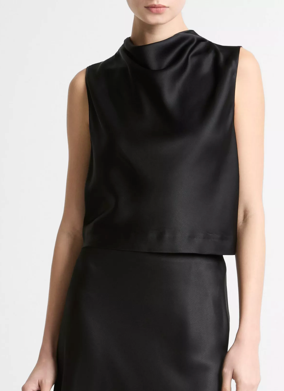 Vince. - Cropped Cowl Top in Black