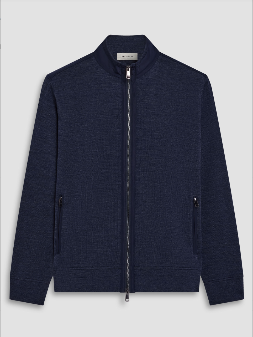 Bugatchi - Long Sleeve Full Zip Mock Neck Jacket in Navy