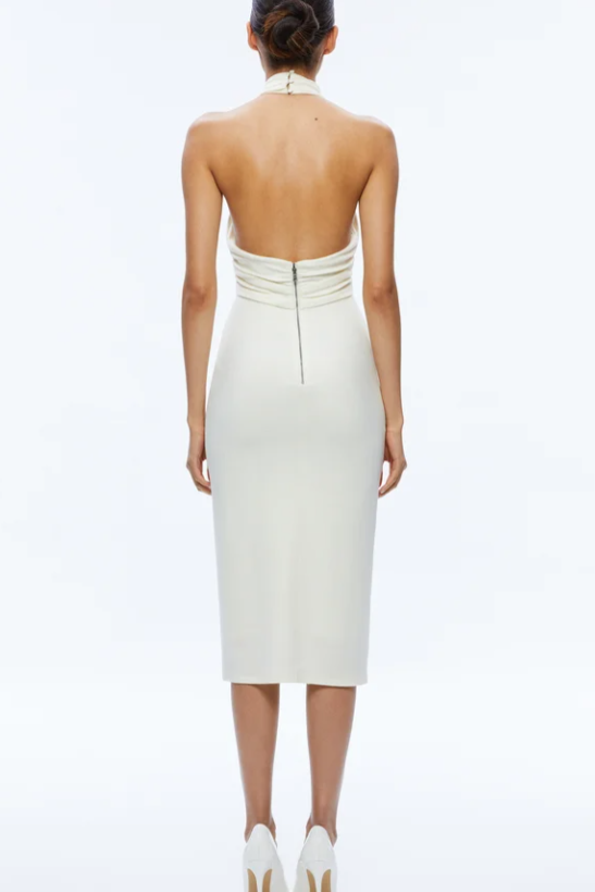 Alice + Olivia - Suellen Twist Neck Halter Midi Dress