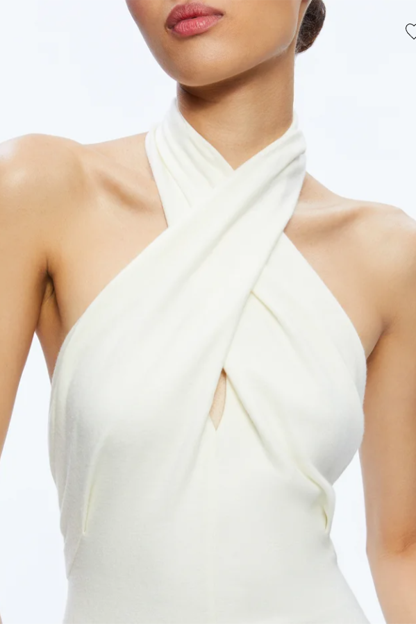 Alice + Olivia - Suellen Twist Neck Halter Midi Dress
