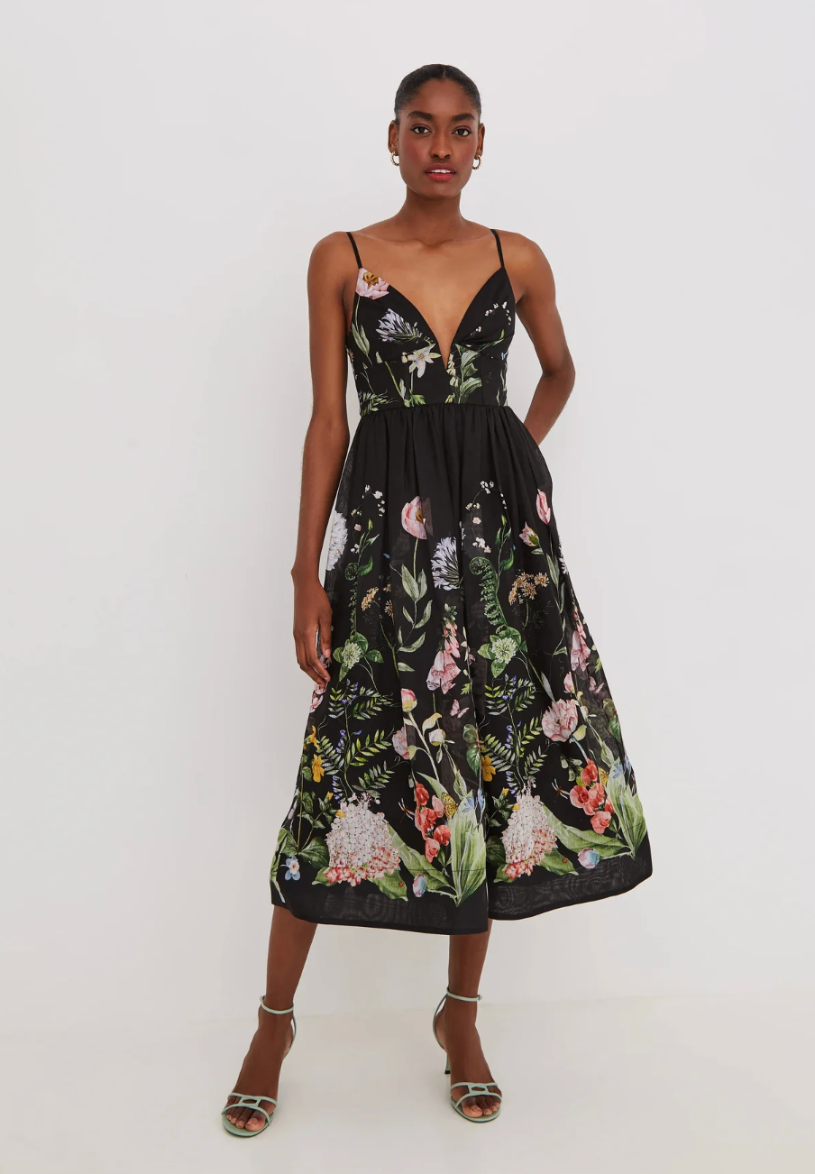 Cara Cara - Pero Midi Dress in Bloomsfield Black