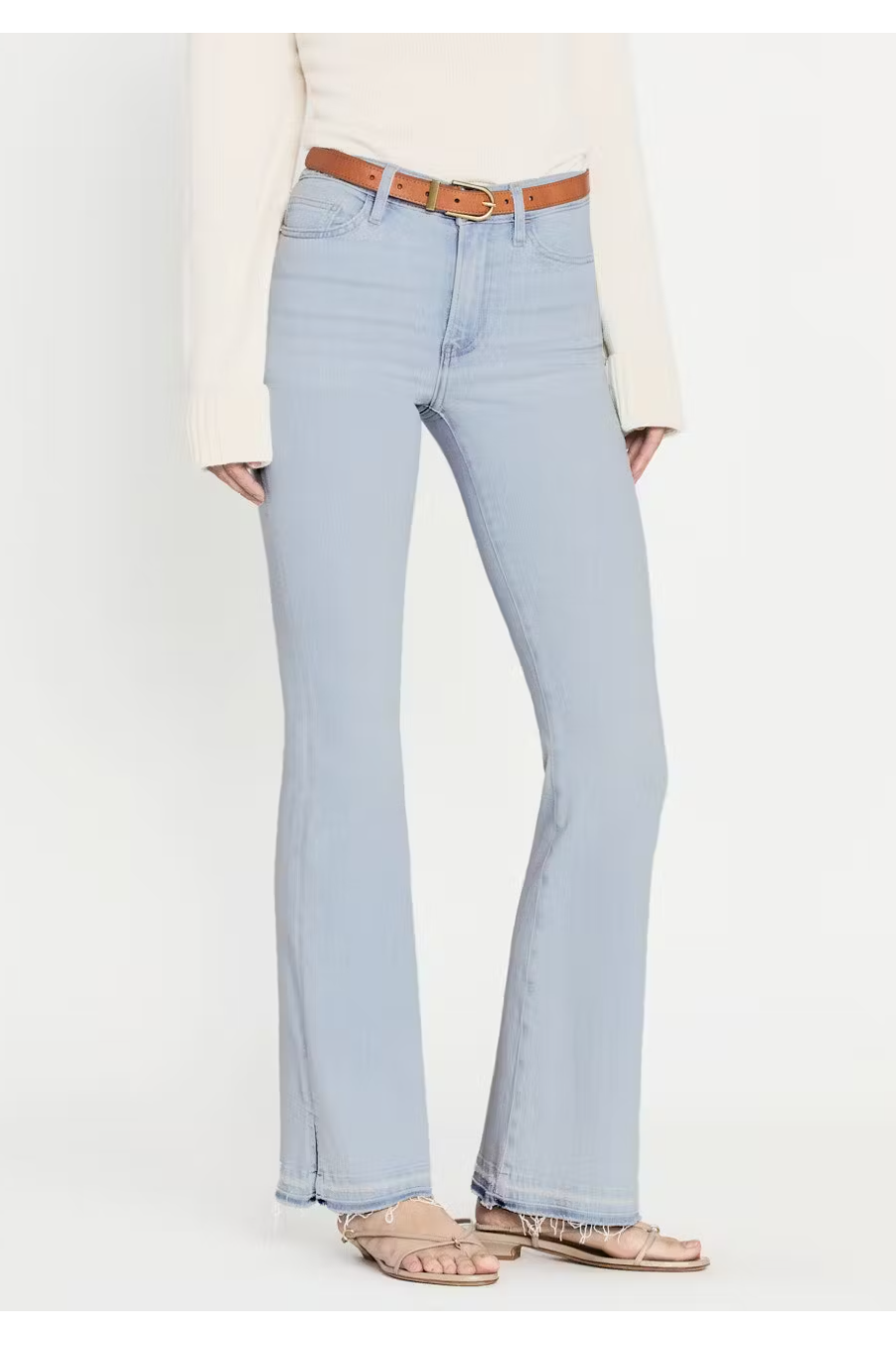 FRAME - Le Easy Flare Released Fray Side Slit in Clarity