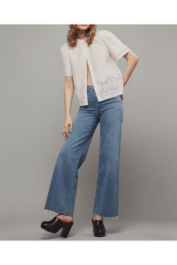 FRAME - Le Slim Palazzo Raw Fray in Clearwater