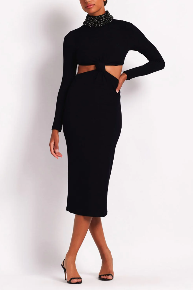 High Slit One Shoulder Maxi Dress (Black)- FINAL SALE