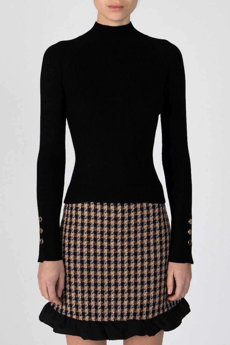 Derek Lam 10 Crosby - Kassandra Ribbed Mock Neck Sweater in Black