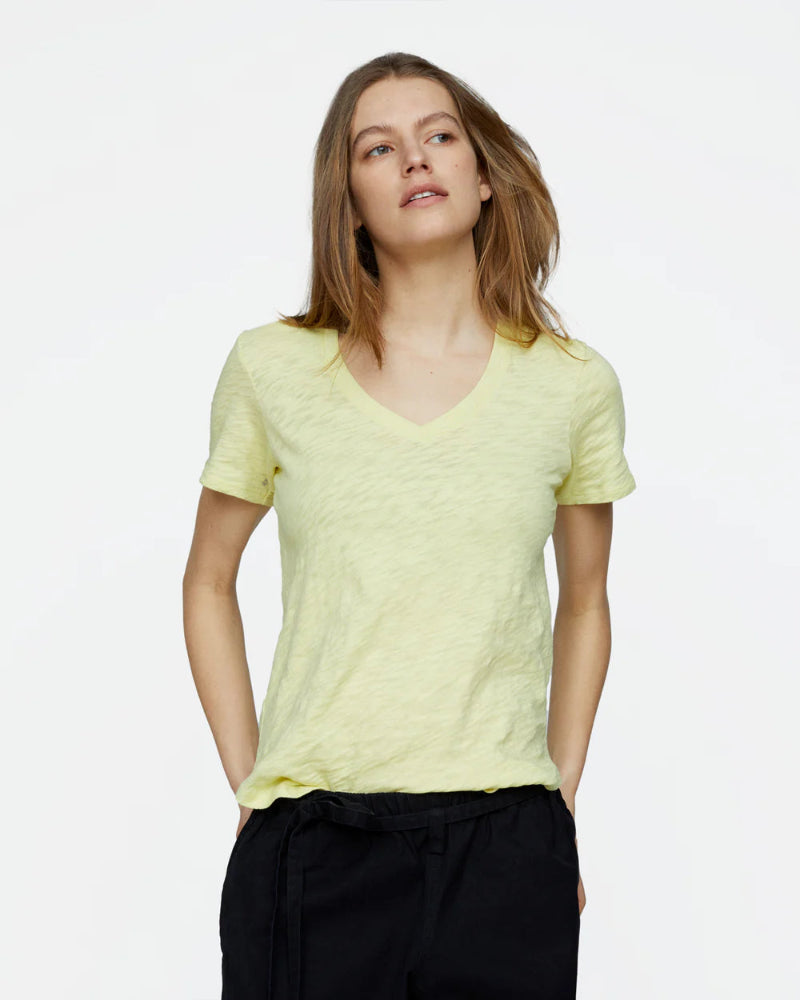 ATM - Slub Jersey V-Neck in Mellow Yellow