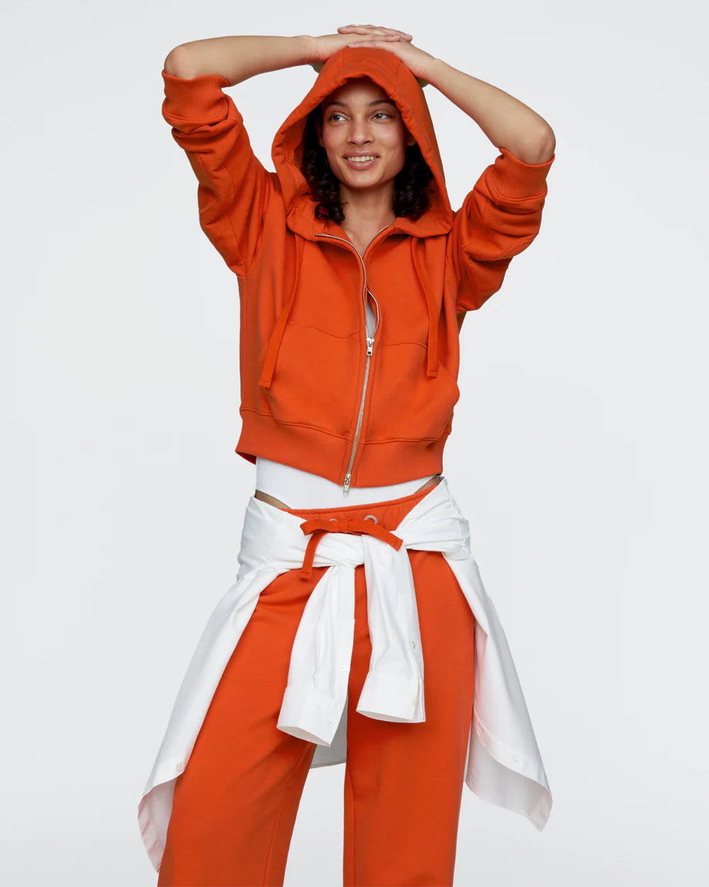 ATM - Frensh Terry Zip-Up Hoodie in Tomato