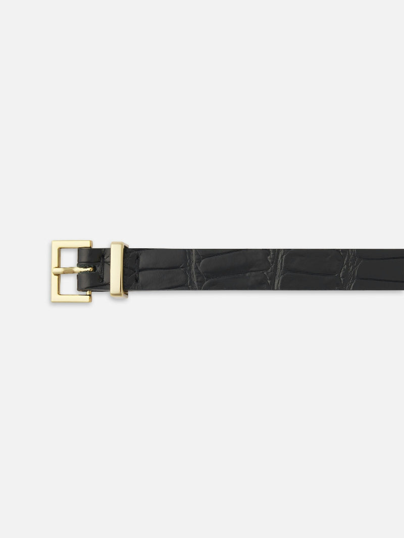 FRAME - The Petite Croc Belt in Black