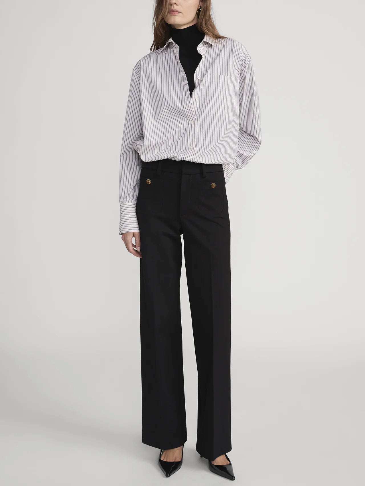 FRAME - The Slim Palazzo Trouser in Black