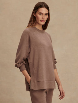 Varley Nicole Boyfriend Sweat in  Deep Taupe Marl Fleck