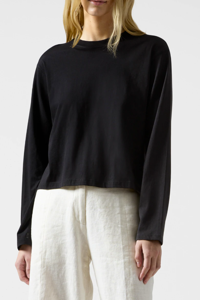 ATM - Classic Jersey Long Sleeve Boy Tee in Black
