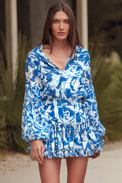 Misa Los Angeles - Elisabetta Dress in Blue Watercolor Mix
