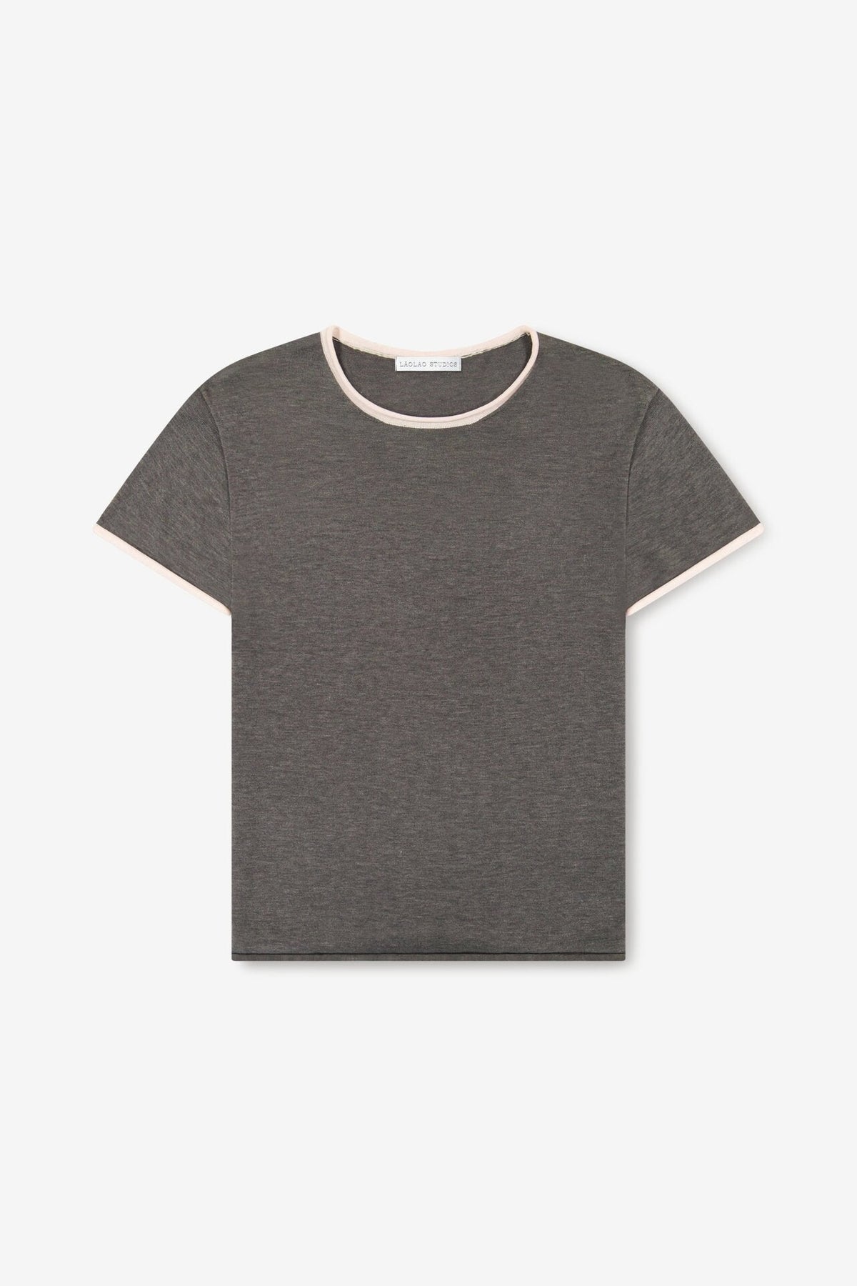 Silk Roll-Edge Tee - Grey