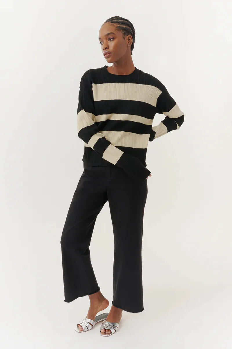 ATM - Viscose Varigated Striped Long Sleeve Sweater