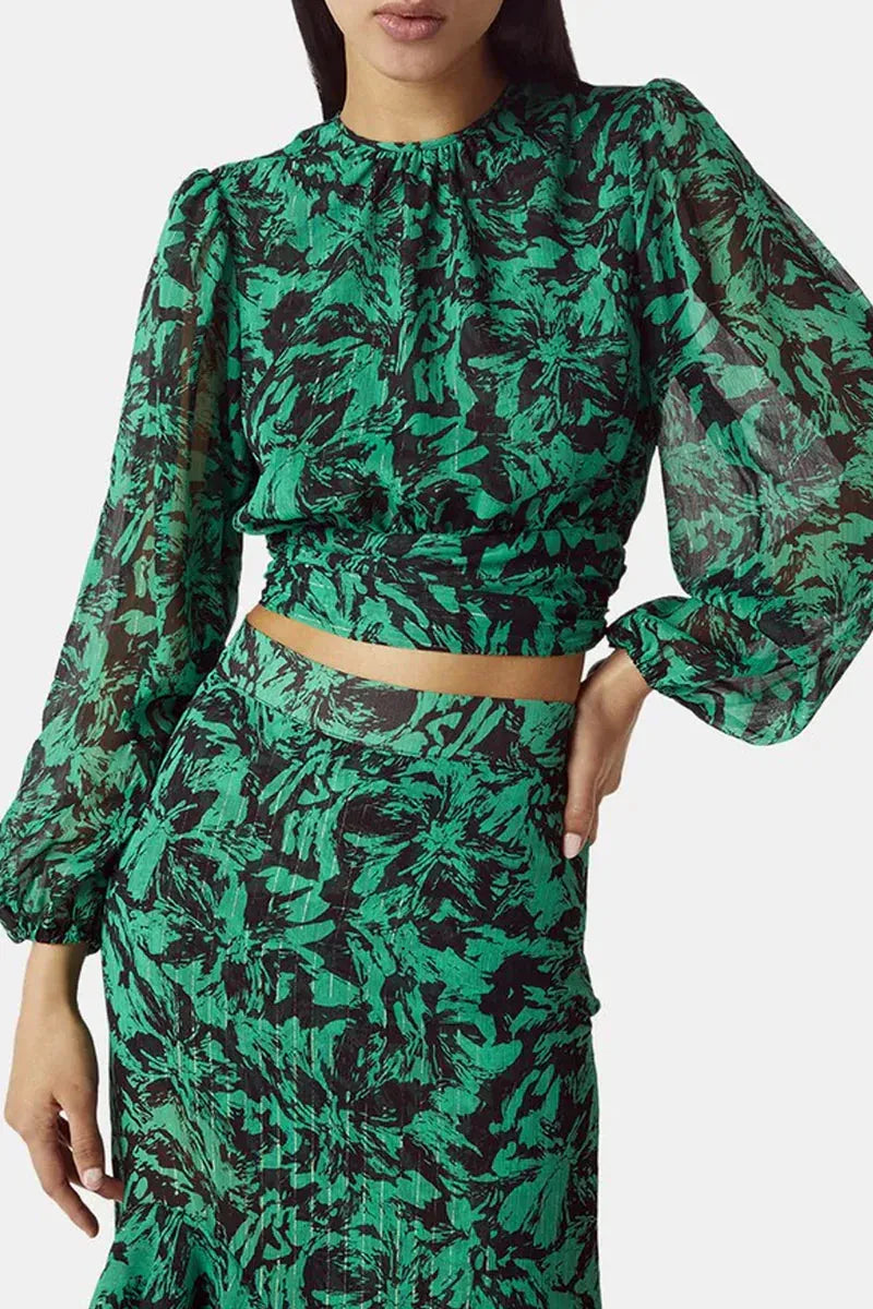 Misa Los Angeles - Veronique Skirt in Emerald Abstract