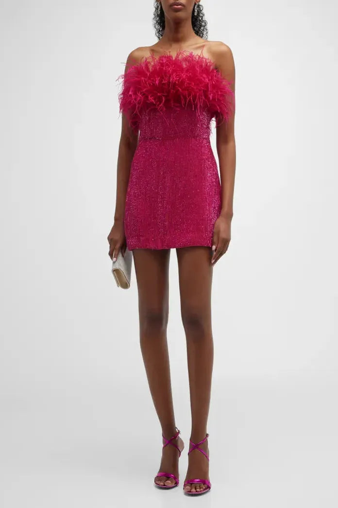 Retrofête - Torin Sequin Feather Dress