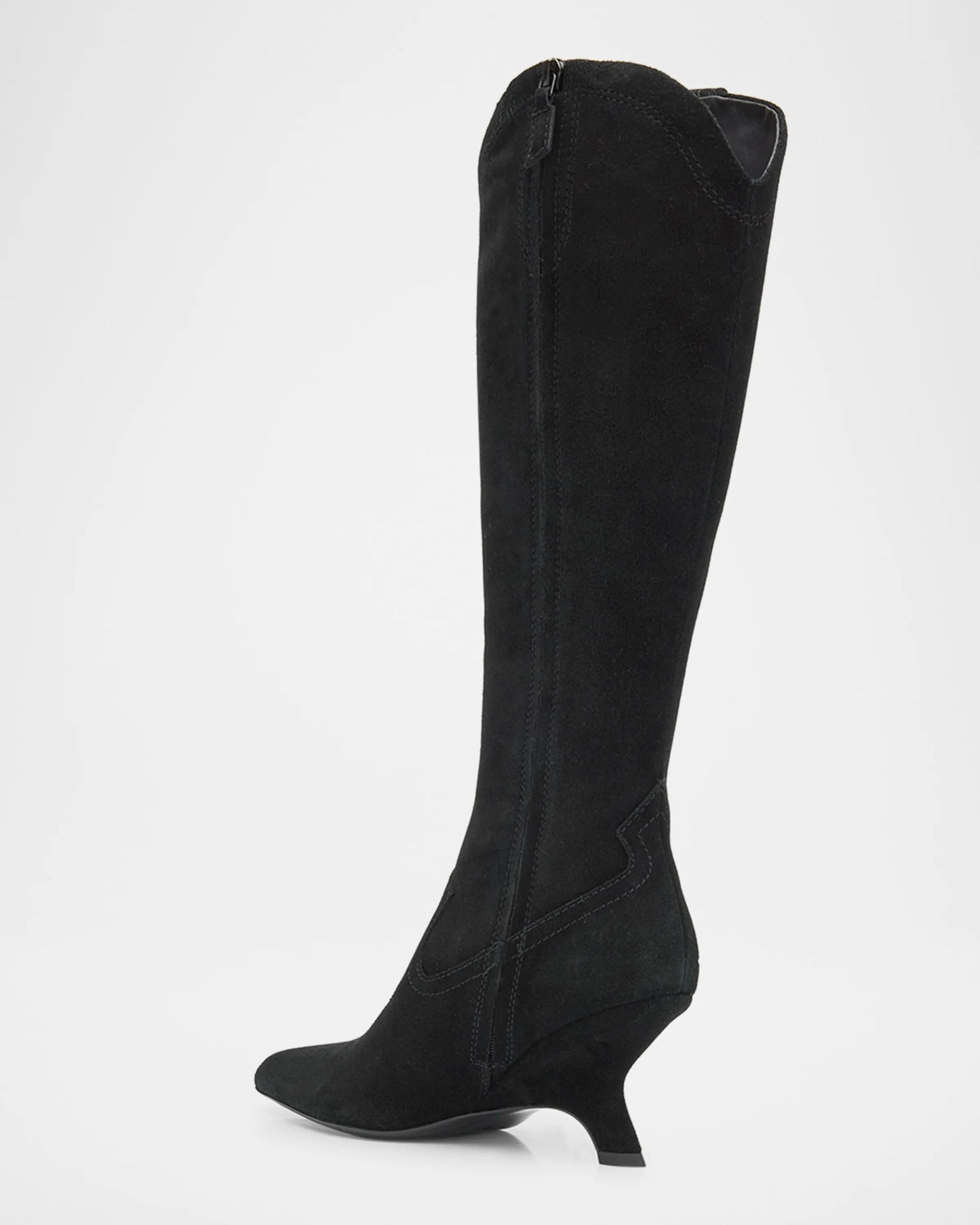 SIMKHAI - Shadow Suede Western Knee High Boot in Black