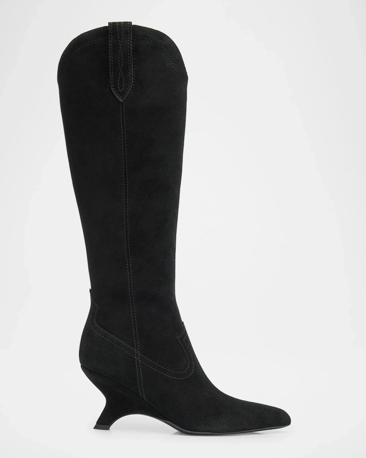 SIMKHAI - Shadow Suede Western Knee High Boot in Black