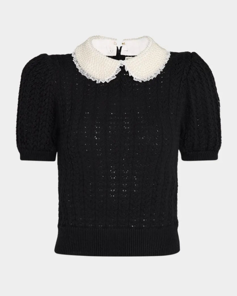 alice + olivia - Chase Puff Sleeve Sweater in Black