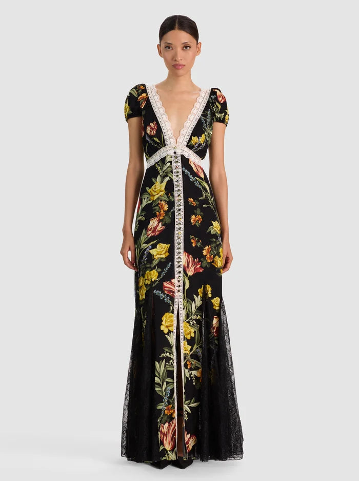 alice + olivia - Rose Button Front Maxi Dress