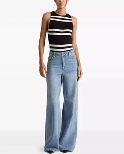 alice + olivia - Rothy Sleeveless Crewneck Bodysuit in Paddleboard Stripe