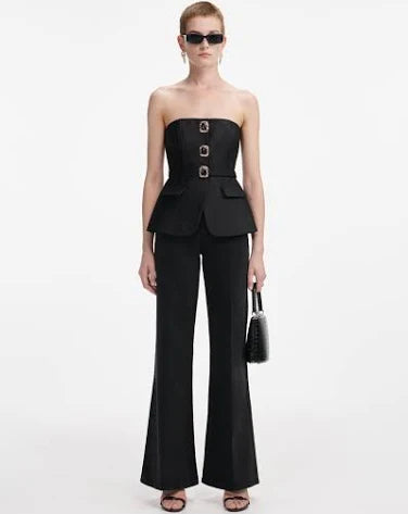 Self-Portrait - Taffeta Bandeau Jumpsuit in Black