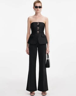 Self-Portrait - Taffeta Bandeau Jumpsuit in Black