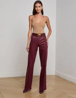 L'AGENCE - Clayton High Rise Wide Leg in Dark Port Coated