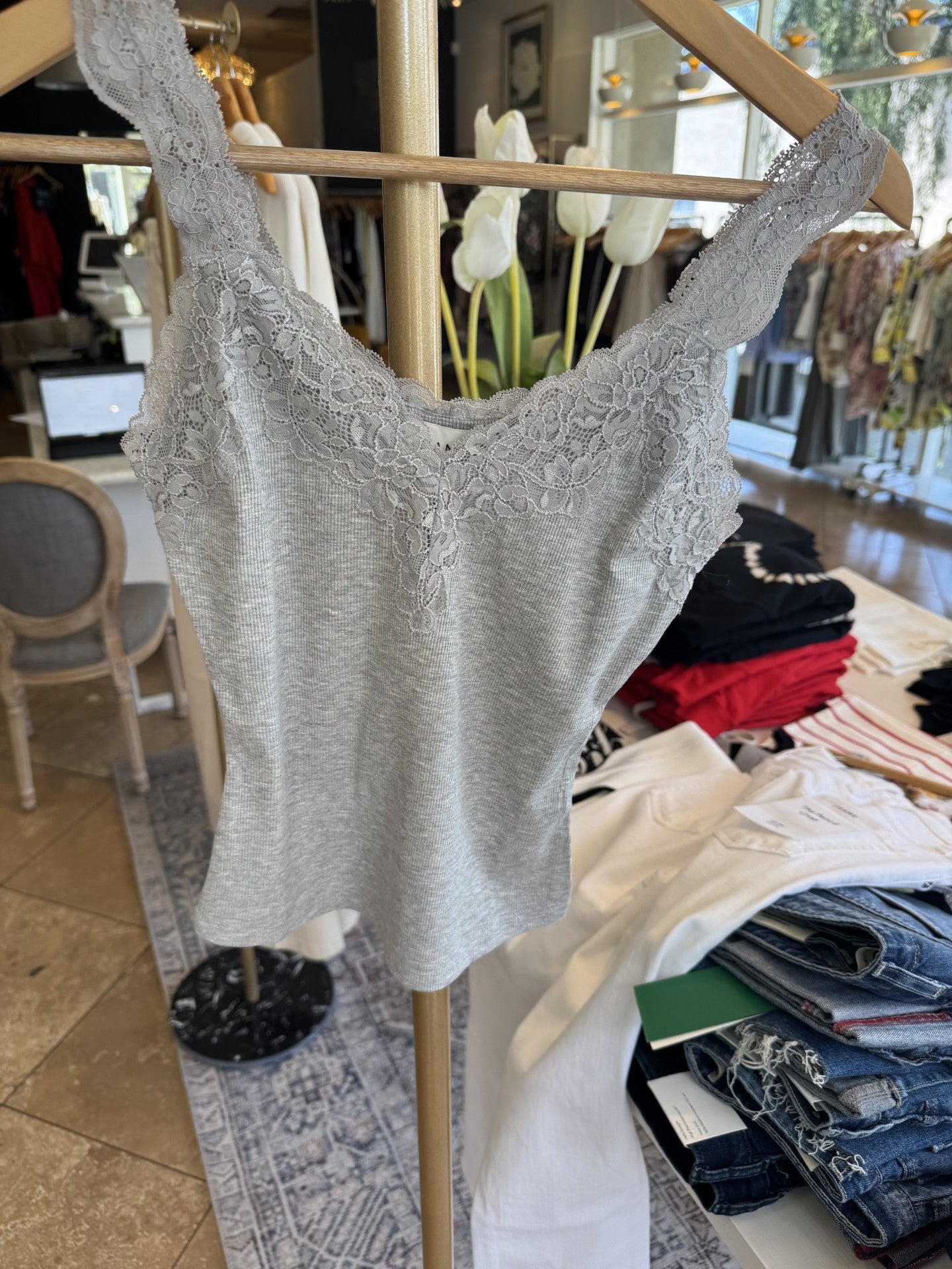 Cami NYC - Lani Rib Knit Tank in Heather Gray