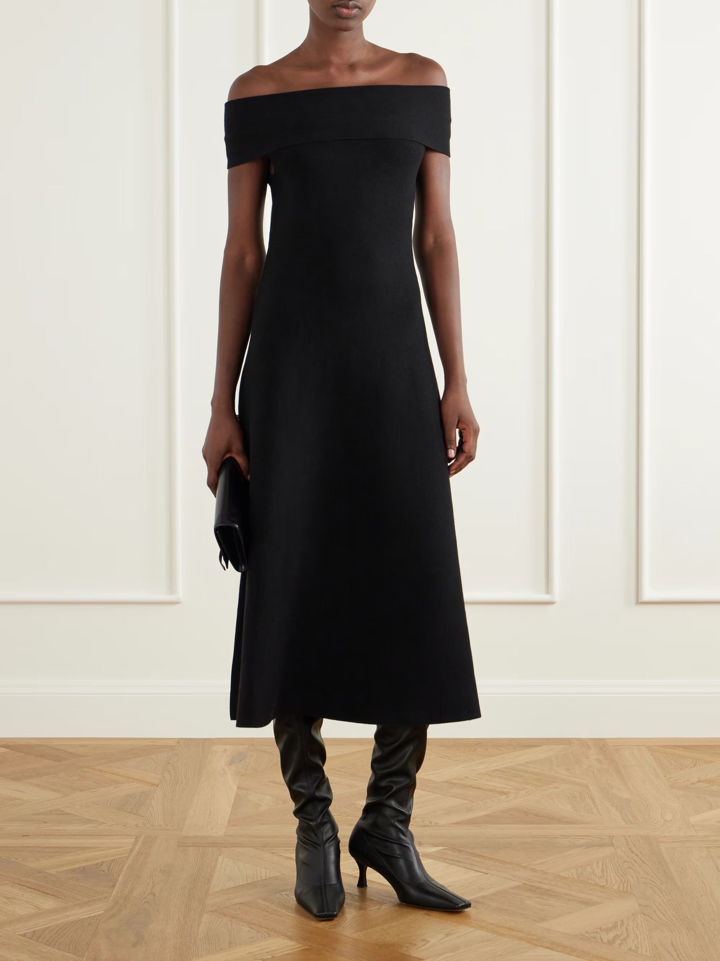 Simkhai - Camilla Off Shoulder Midi Dress in Black