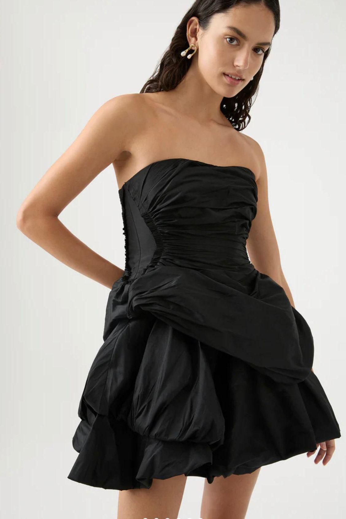 Aje. - Daybreak Strapless Mini Dress in Black Aje.