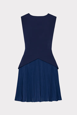 Milly - Haddy Pleated Mini Dress in Navy