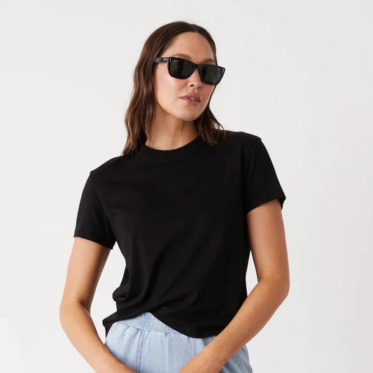 MONROW - Basic Crew Neck Tee in Black