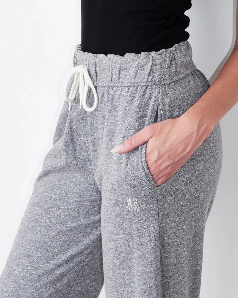 MONROW - Vintage Fleece Wide Leg Pants in Granite