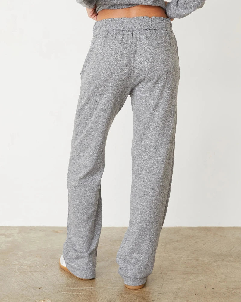 MONROW - Vintage Fleece Wide Leg Pants in Granite