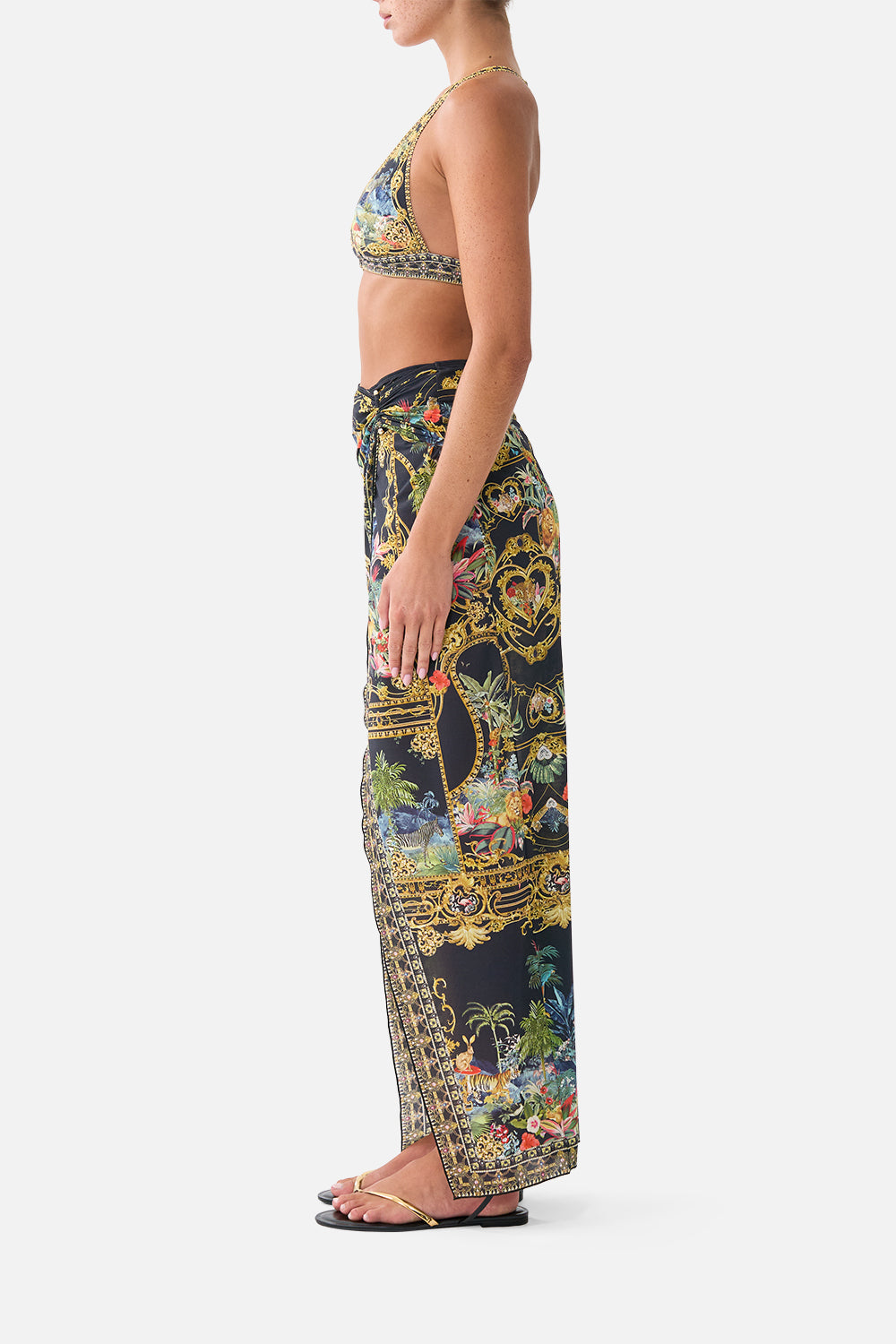 LONG SARONG W GATHERED BAR TRIM