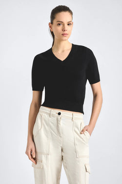 Derek Lam Crosby - Serenea Pointelle Sweater Top in Black