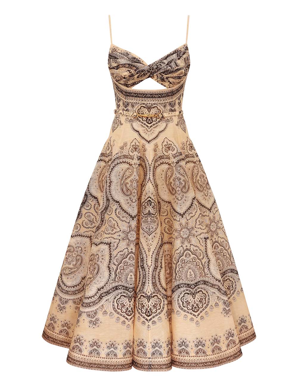 Zimmermann - Luna Twist Midi Dress in Cream Perla Paisley