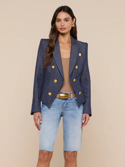 L'Agence - Solar Structured Blazer in Dark Blue Nutmeg Pinstripe