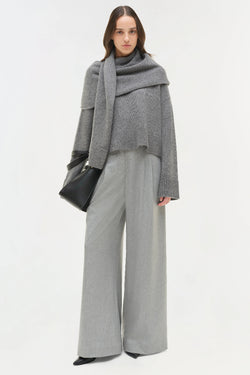 SIMKHAI - Elson Scarf Sweater in Heather Grey