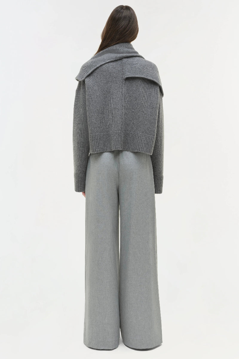 SIMKHAI - Elson Scarf Sweater in Heather Grey