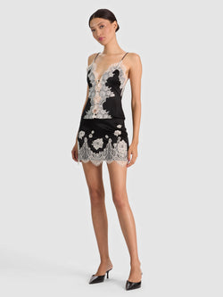 Alice + Olivia - Rubi Lace Trim Micro Skirt